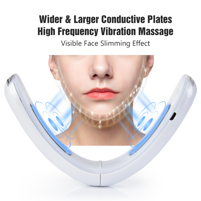 V-Shaped Face Lifting Massager with EMS micro current pulse, Electric V Face Lift Device with EMS Vibration Photon Light Therapy, V Face Shaping Massager