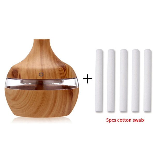 Wood Grain USB Air Humidifier & Diffuser ( 300ml)  with 5 Swabs