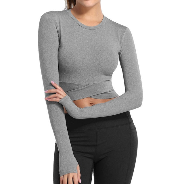 Long Sleeve Yoga Gym Fitness Sports Crop Top