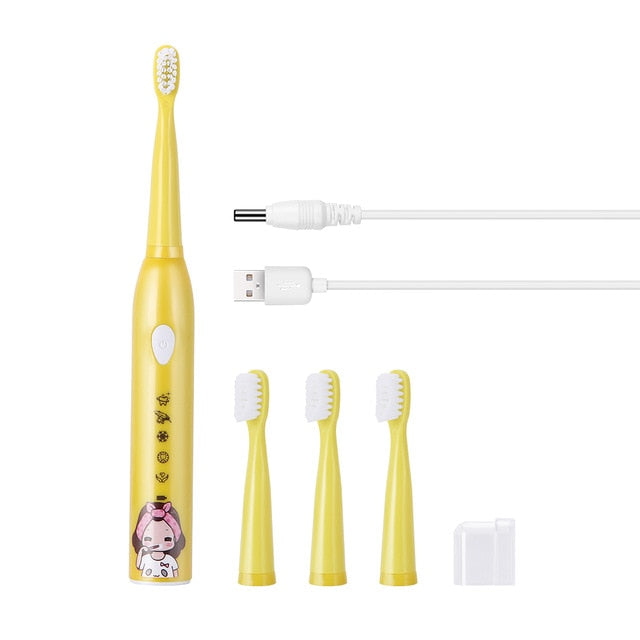 USB 5 Mode ultrasonic electric toothbrush with 4 brush heads for kids