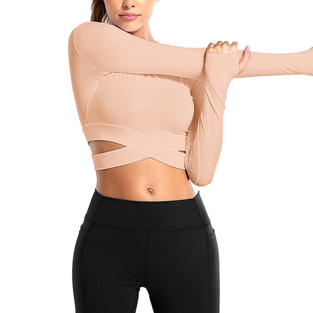 Long Sleeve Yoga Gym Fitness Sports Crop Top