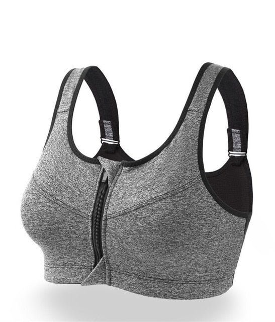 Of Women's Sports Bra Gathered Without Steel Ring Yoga Running Vest Fitness Front Zipper Sexy Shockproof Underwear Plus Size